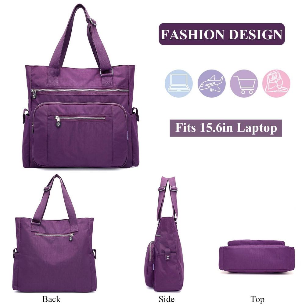Tote Bag, Waterproof Nylon Shoulder Bags, Multi Pockets Tote c: - Picture 3 of 6